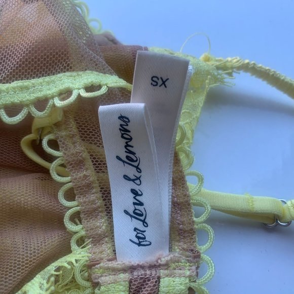 For Love and Lemons Faye Yellow Lace Bustier Bralette XS - Picture 4 of 4